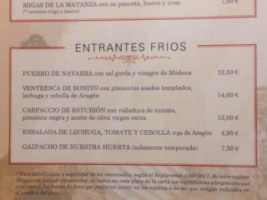 Asador De La Villa El Granero menu