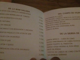 La Ventana. Taberna menu