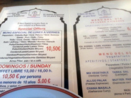 Taj Mahal menu