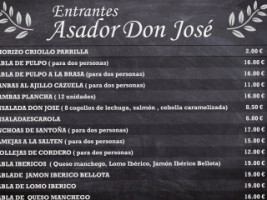 Asador Don Jose menu