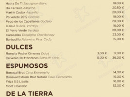 Tápara menu