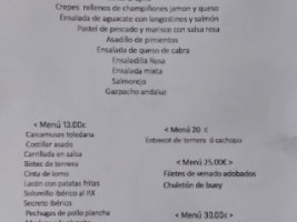 San Cristobal menu