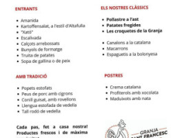 Granja Sant Francesc menu