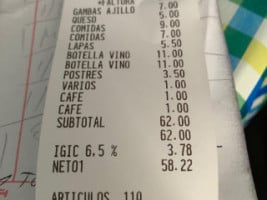 El Barquillo menu