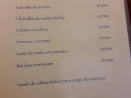 Meson Los Cantos menu