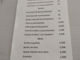 Parrillada As Pinavetas menu