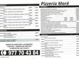 Pizzería Moré menu