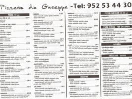 Pizzería Da Giuseppe menu