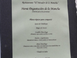 El Mirador De La Mancha menu