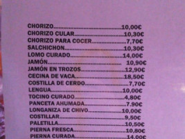 La Rinconada menu