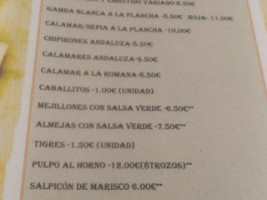 Las Cumbres menu