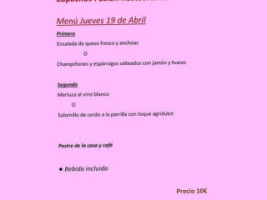 Capachos Fusión menu