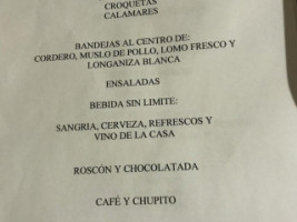 El Castillo menu