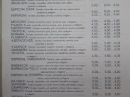 Asador San Sebastian menu