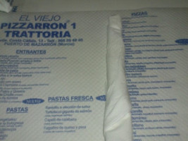 Pizzarrón menu