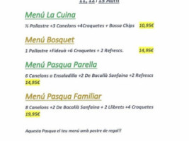 La Cuina Del Bosquet menu