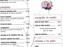 Tasca Faracho menu