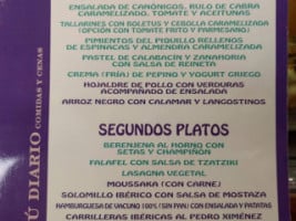 Cafetería Mándala menu