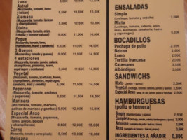 Pizzería Anxo menu