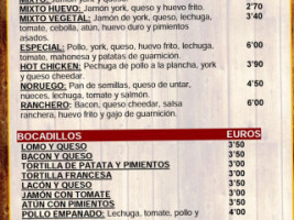 Cafetería Pirámides menu