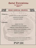 Hostal Torremirona menu