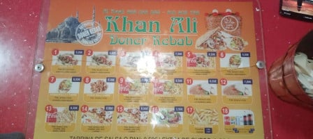 Khan Ali, Kebab El Raal menu