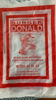 Burger Donald menu