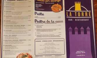 Bar La Torre Restaurant menu