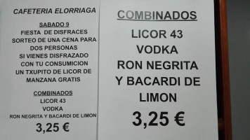 Cafeteria Elorriaga menu