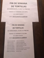 El Linar Del Zaire menu