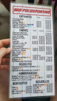 Polideportivo menu