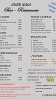 Gure Nahia menu