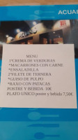 Acuario Foz menu