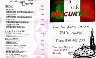 Pizzería De Curtis menu