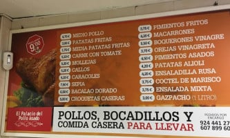 Palacio Del Pollo Asado menu