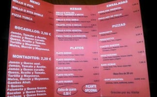 Bami Kebab menu