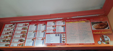 Kebab Azpeitia Pizzería menu