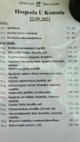 Hospoda U Kousala menu