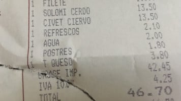 Bar Restaurante Fes menu