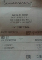 Lamarserena menu