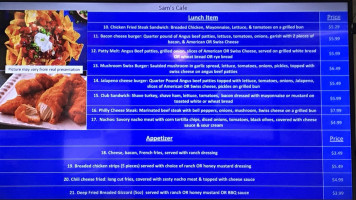 Pan de Azúcar menu