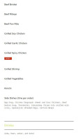 Vila Brasil menu