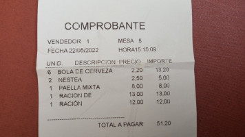 La Taberna 2.0 menu