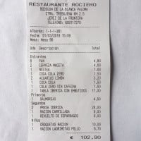 Rociero Bodegon De La Blanca Paloma menu