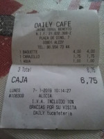 Daily Cafe menu
